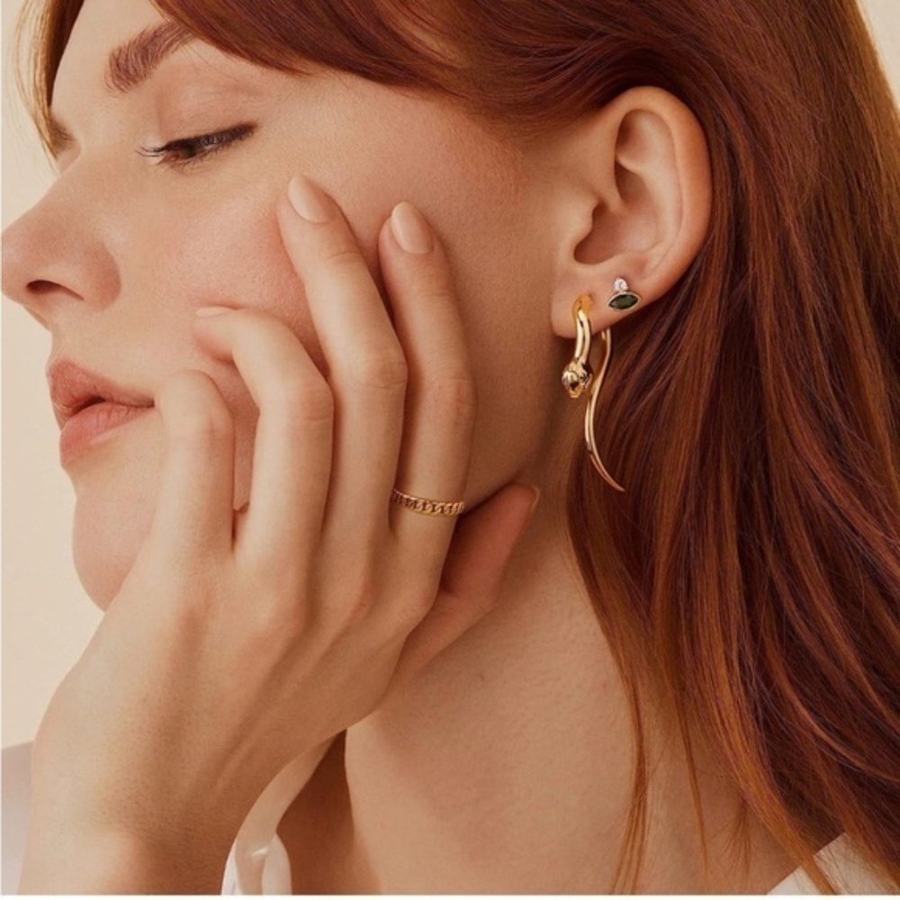GOLD 14k Gold Plated Snake Splice Earrings